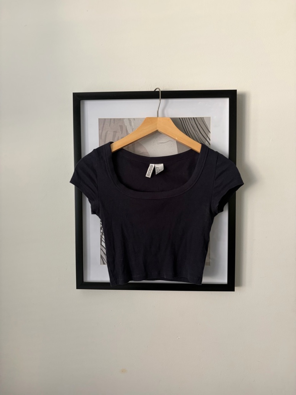 H&M Navy Scoop-Neck Crop Tee